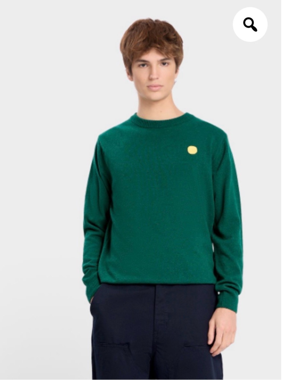 Men's Emerald Crewneck Sweater with Contrast Dot